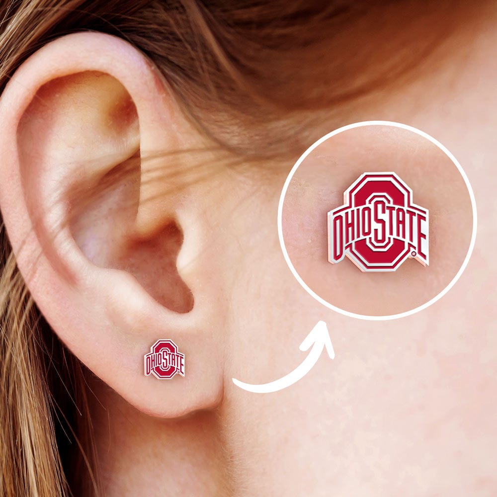 Pair Of Ohio State Logo Color Earrings