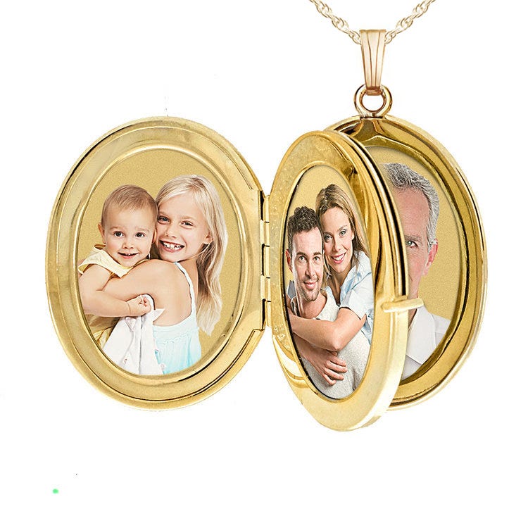 14K Gold Filled Oval 4 Photo Locket - 1 inch x 1-1/4 inch