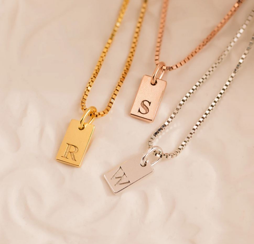 Dainty Initial Pendant with Chain