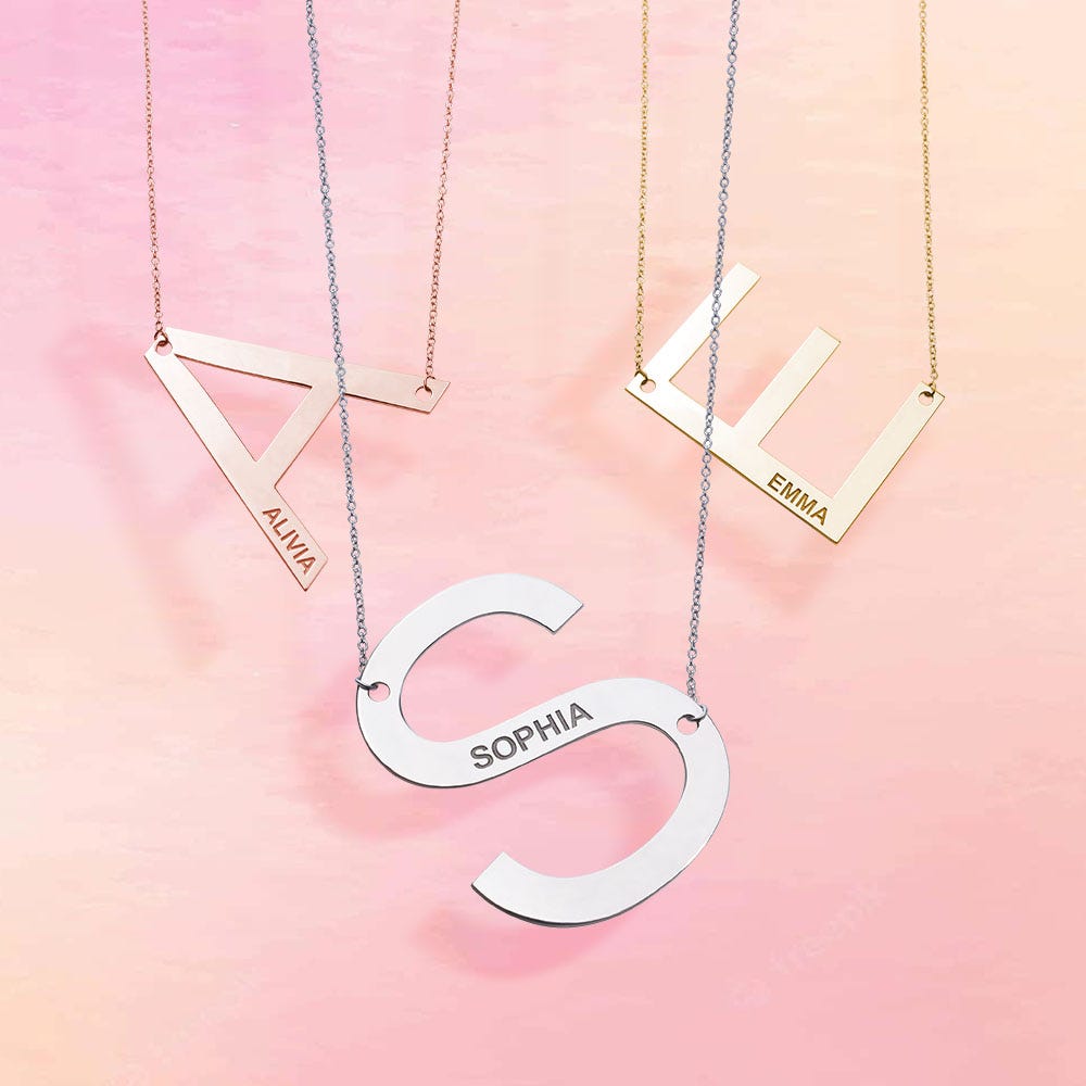 Big Initial Name Necklace with Chain Included