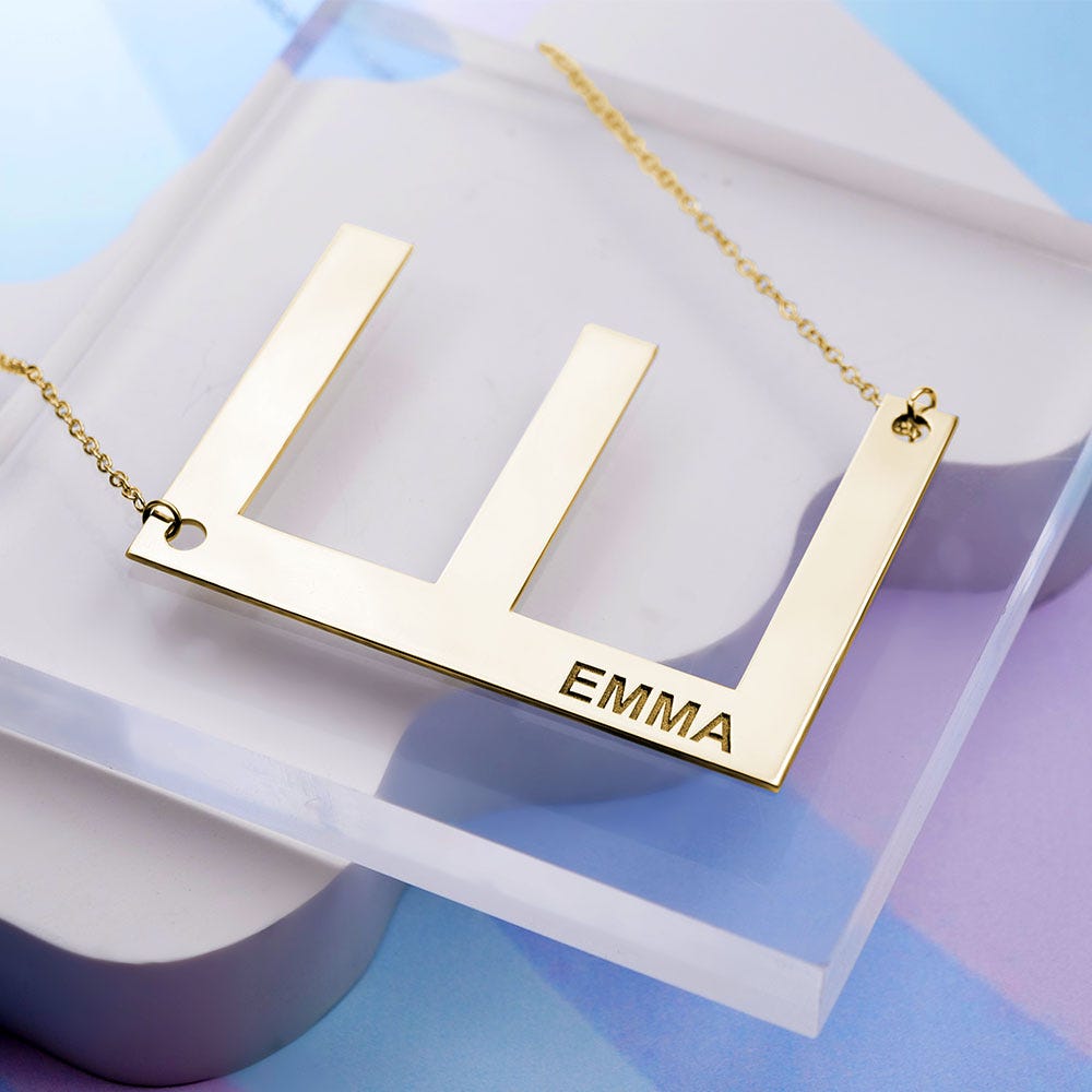 Big Initial Name Necklace with Chain Included