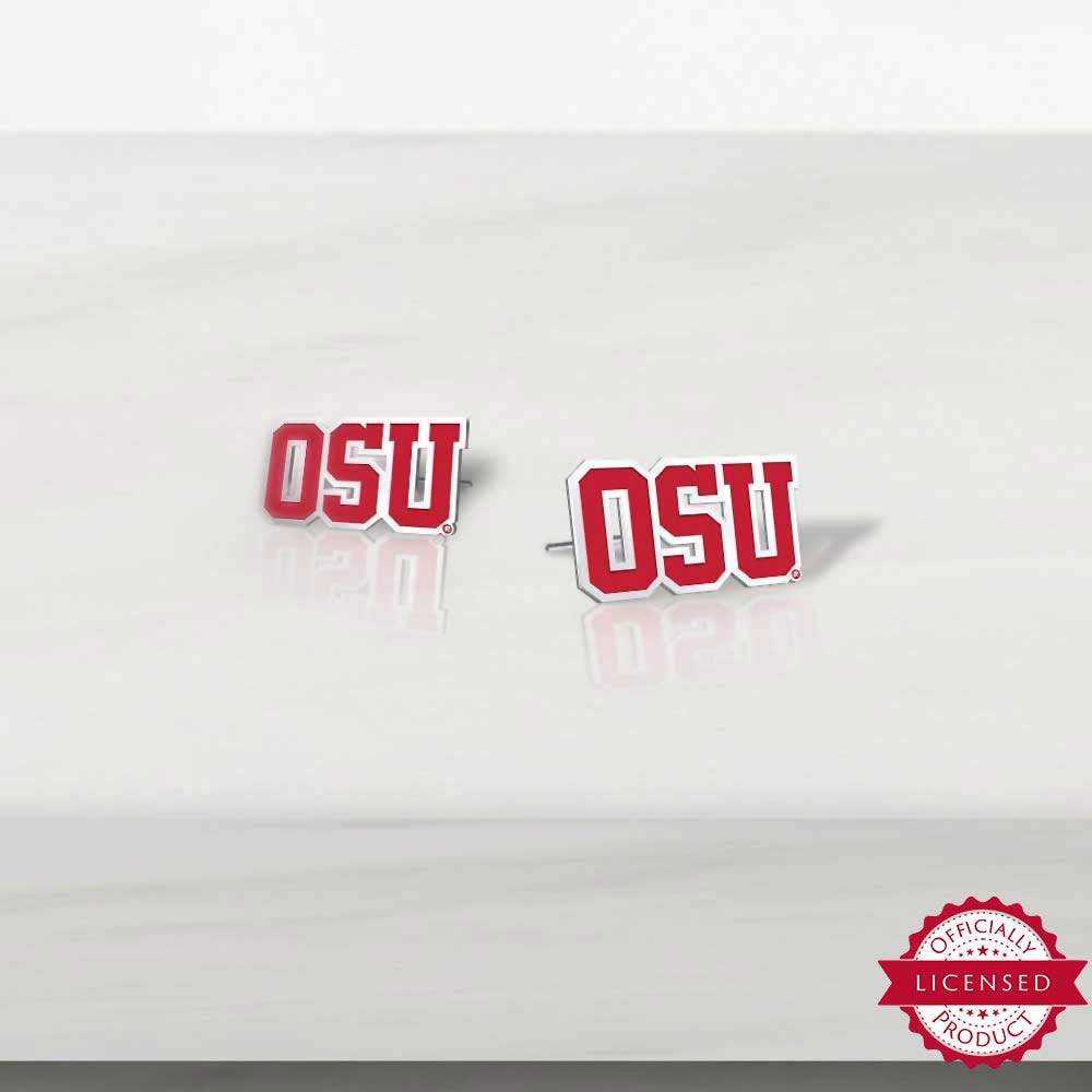 Pair Of OSU Color Enamel Earrings