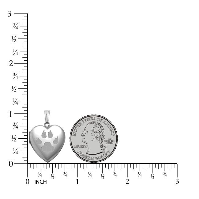Sterling Silver Cat's Paw Print Heart Photo Locket
