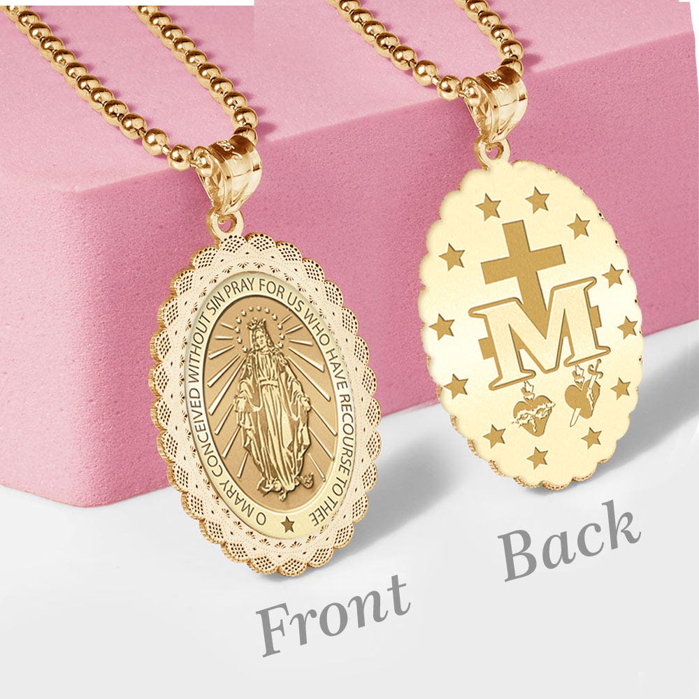 Miraculous Medal Doily Border Oval "EXCLUSIVE"