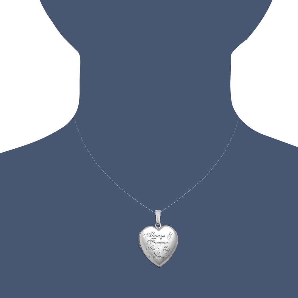 Sterling Silver "Always & Forever In My Heart" Heart Photo Locket