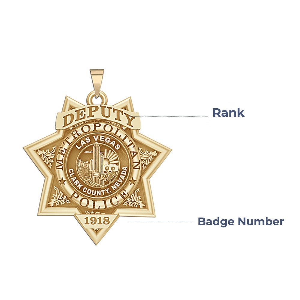 Personalized Las Vegas Nevada Metro Police Badge with your Rank and Number