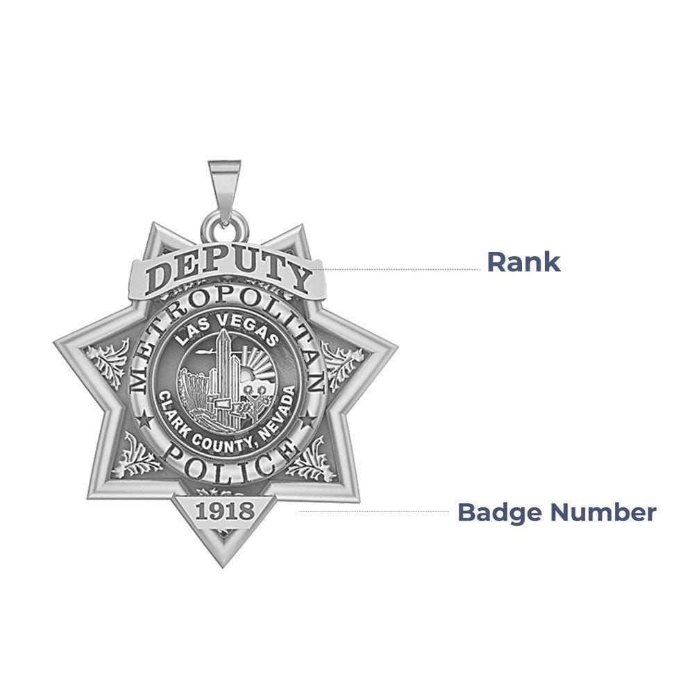 Personalized Las Vegas Nevada Metro Police Badge with your Rank and Number