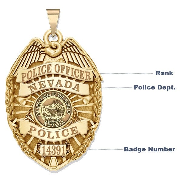 Personalized Nevada Police Badge with Your Rank, Number & Department