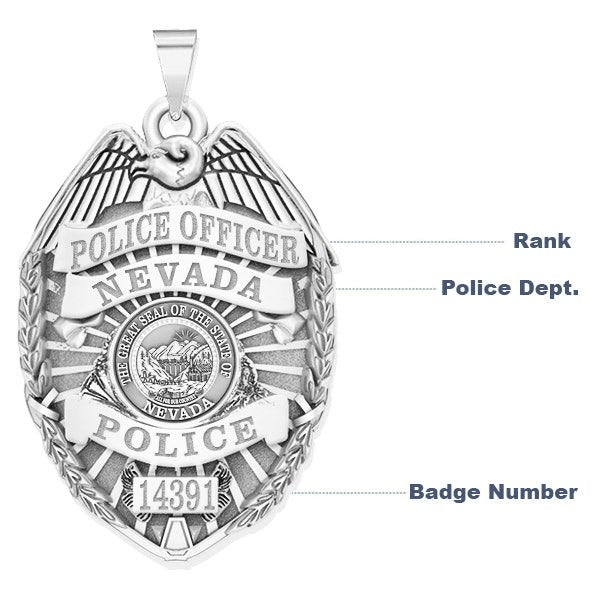 Personalized Nevada Police Badge with Your Rank, Number & Department