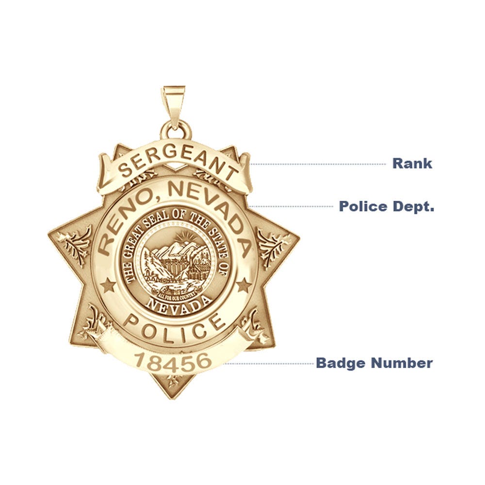 Personalized 7-Point Star Nevada Police Badge with your Rank, Dept, and Number