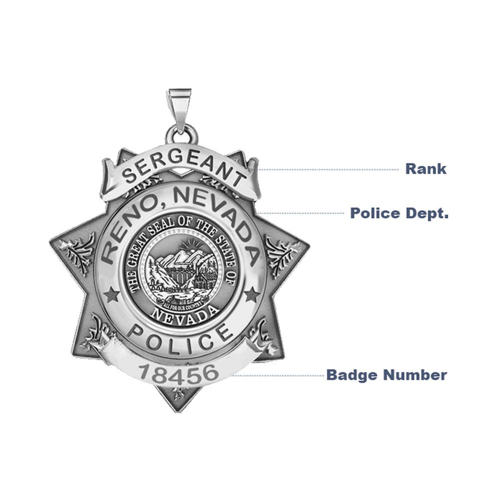 Personalized 7-Point Star Nevada Police Badge with your Rank, Dept, and Number