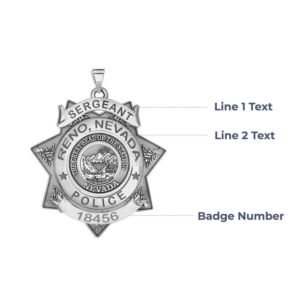Personalized 7-Point Star Nevada Police Badge with your Rank, Dept, and Number