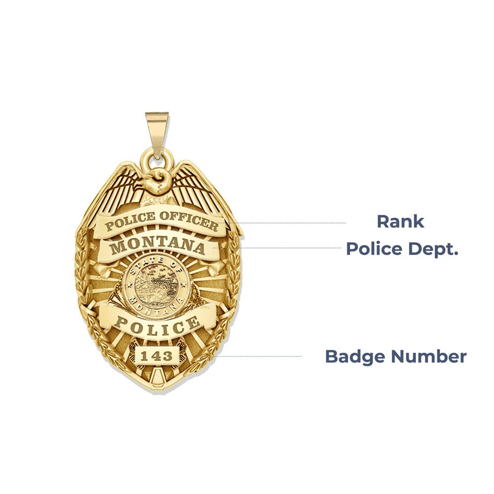 Personalized Montana Police Badge with Your Rank, Number & Department
