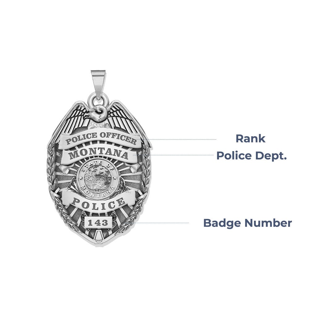 Personalized Montana Police Badge with Your Rank, Number & Department