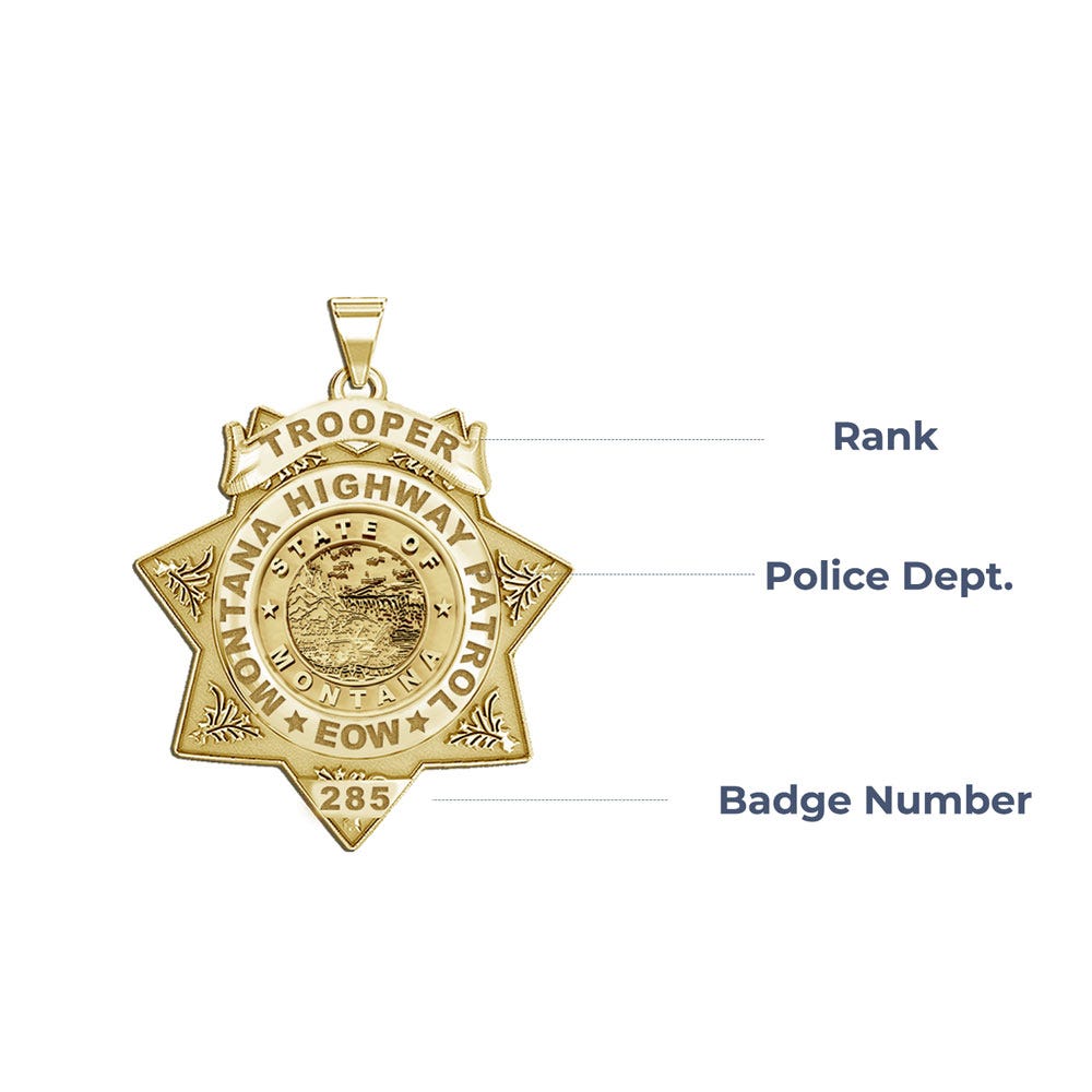 Personalized 7-Point Star Montana Trooper Badge with Rank, Number & Dept.