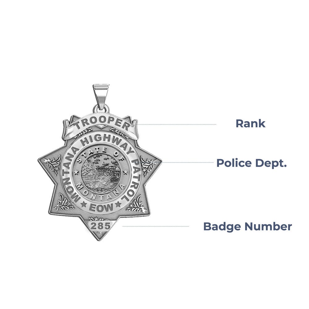Personalized 7-Point Star Montana Trooper Badge with Rank, Number & Dept.