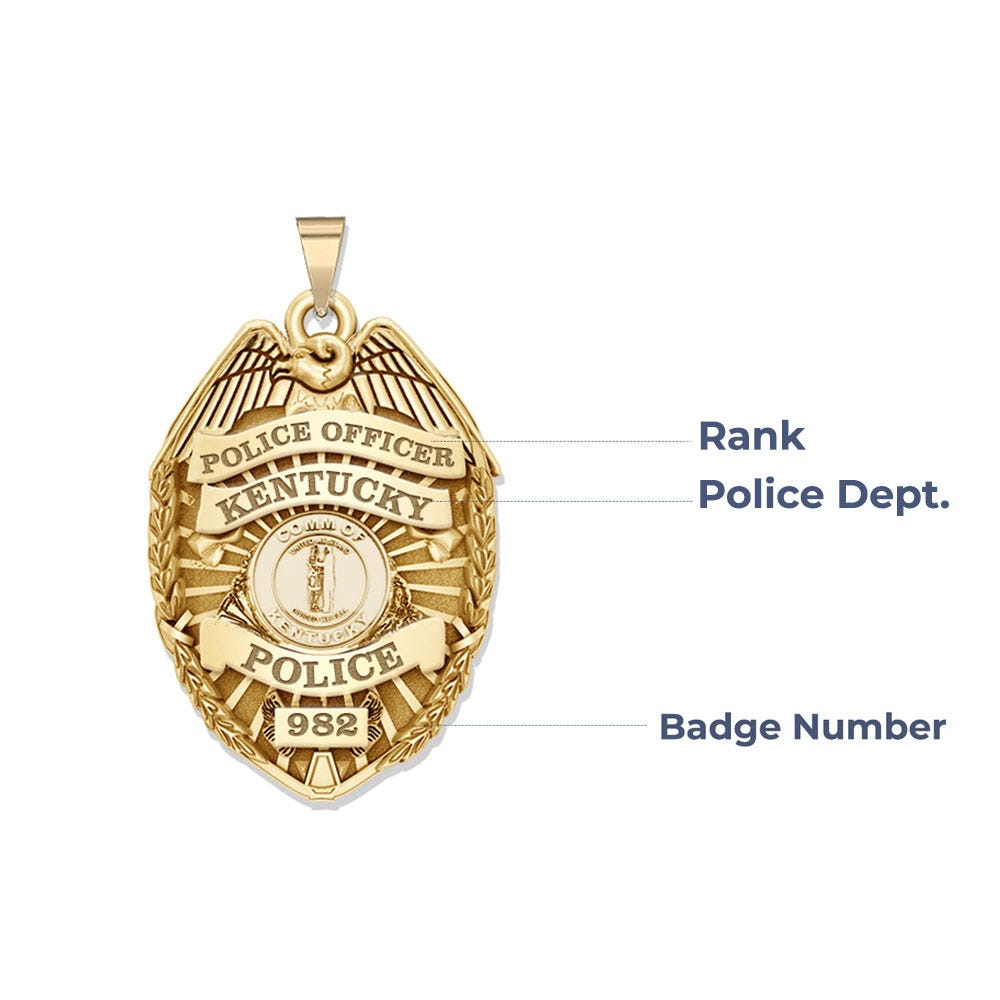 Personalized Kentucky Police Badge with Your Rank, Number & Department