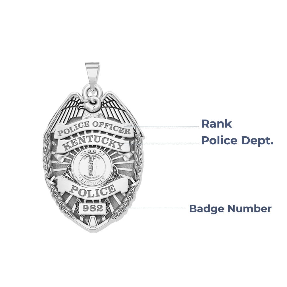 Personalized Kentucky Police Badge with Your Rank, Number & Department