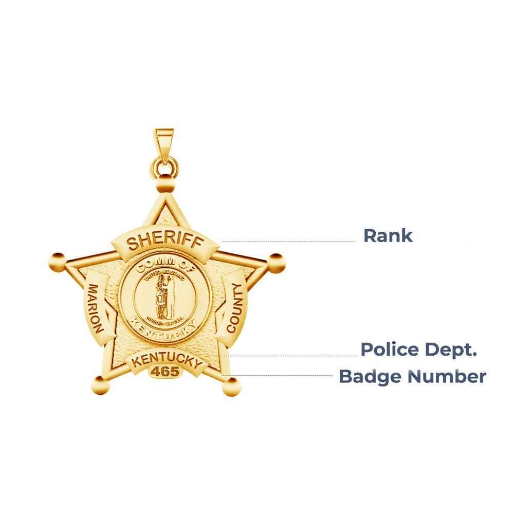 Personalized 5-Point Star Kentucky Sheriff Badge with Rank & Dept.