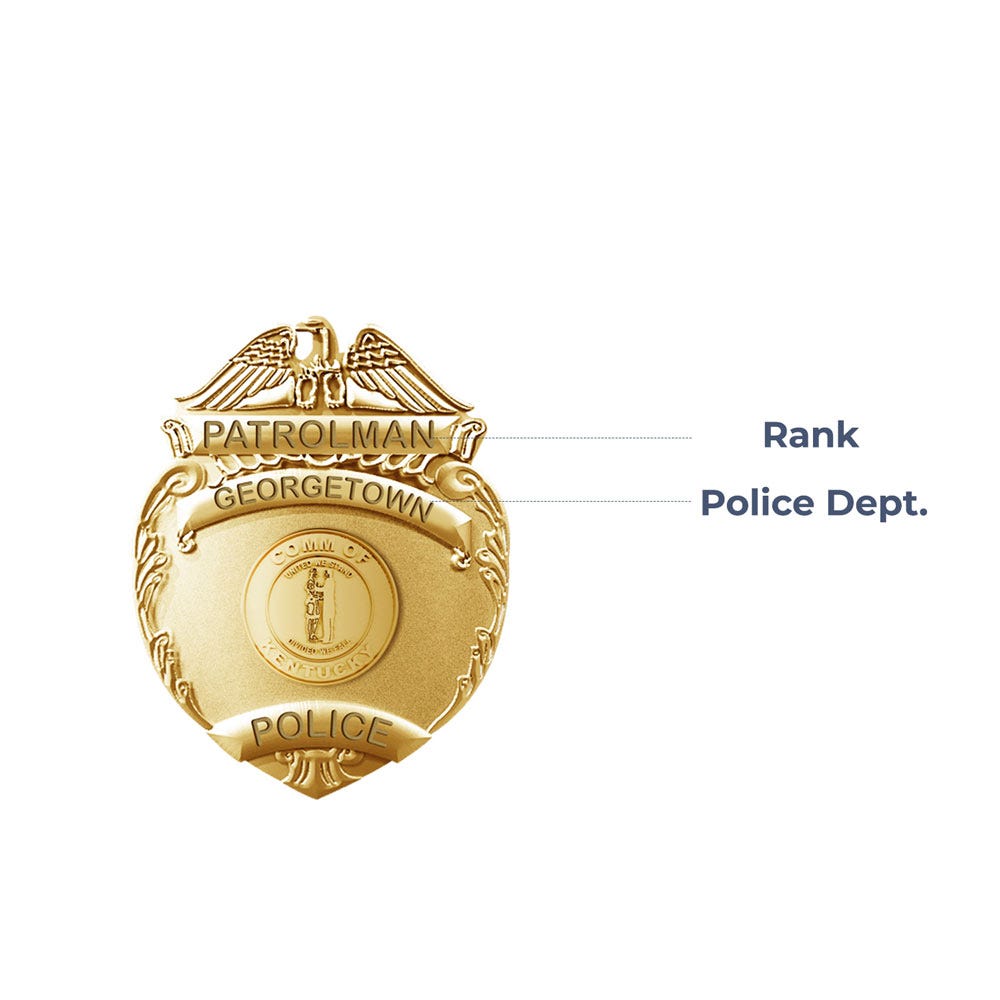 Personalized Kentucky Patrolman Police Badge with Your Number