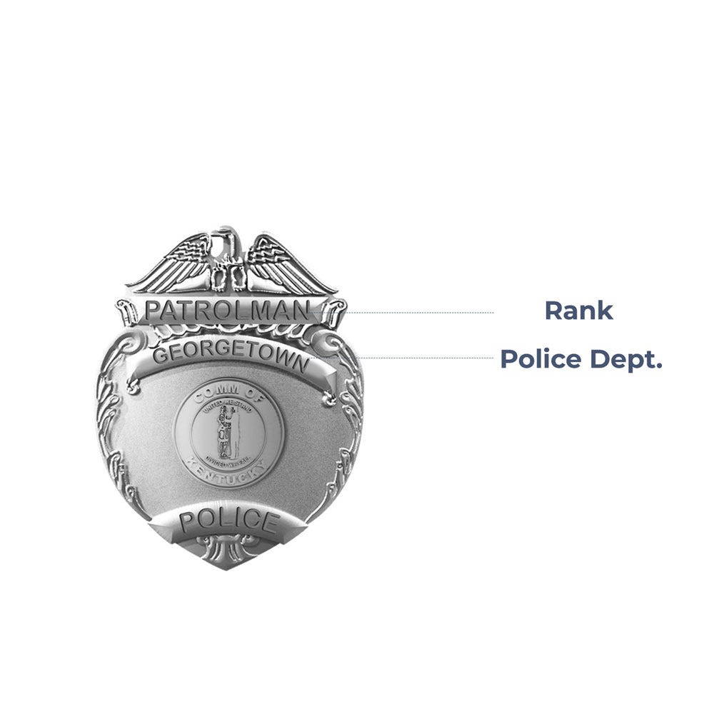 Personalized Kentucky Patrolman Police Badge with Your Number