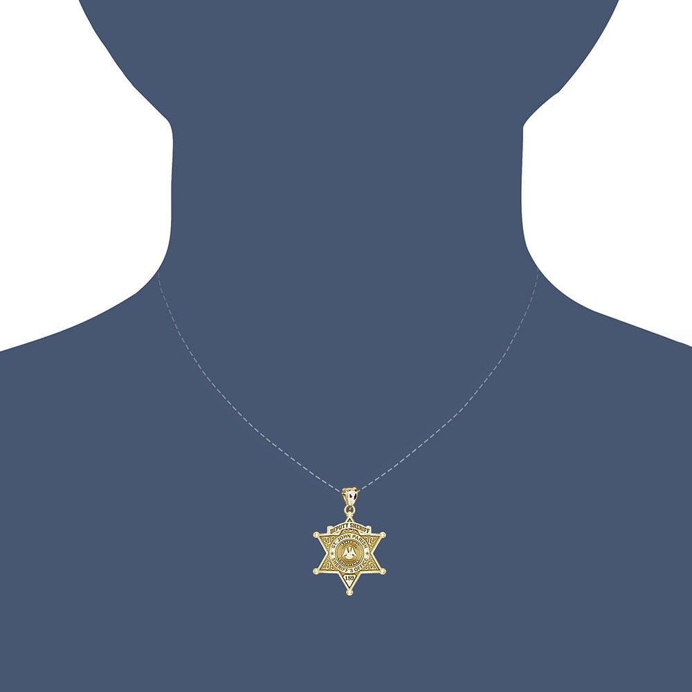 Personalized 6-Point Star Louisiana Sheriff Badge with Rank, Number & Dept.