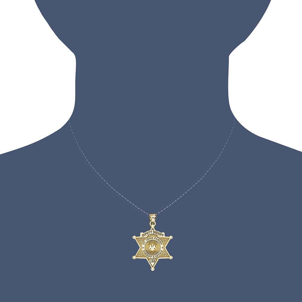 Personalized 6-Point Star Louisiana Sheriff Badge with Rank, Number & Dept.