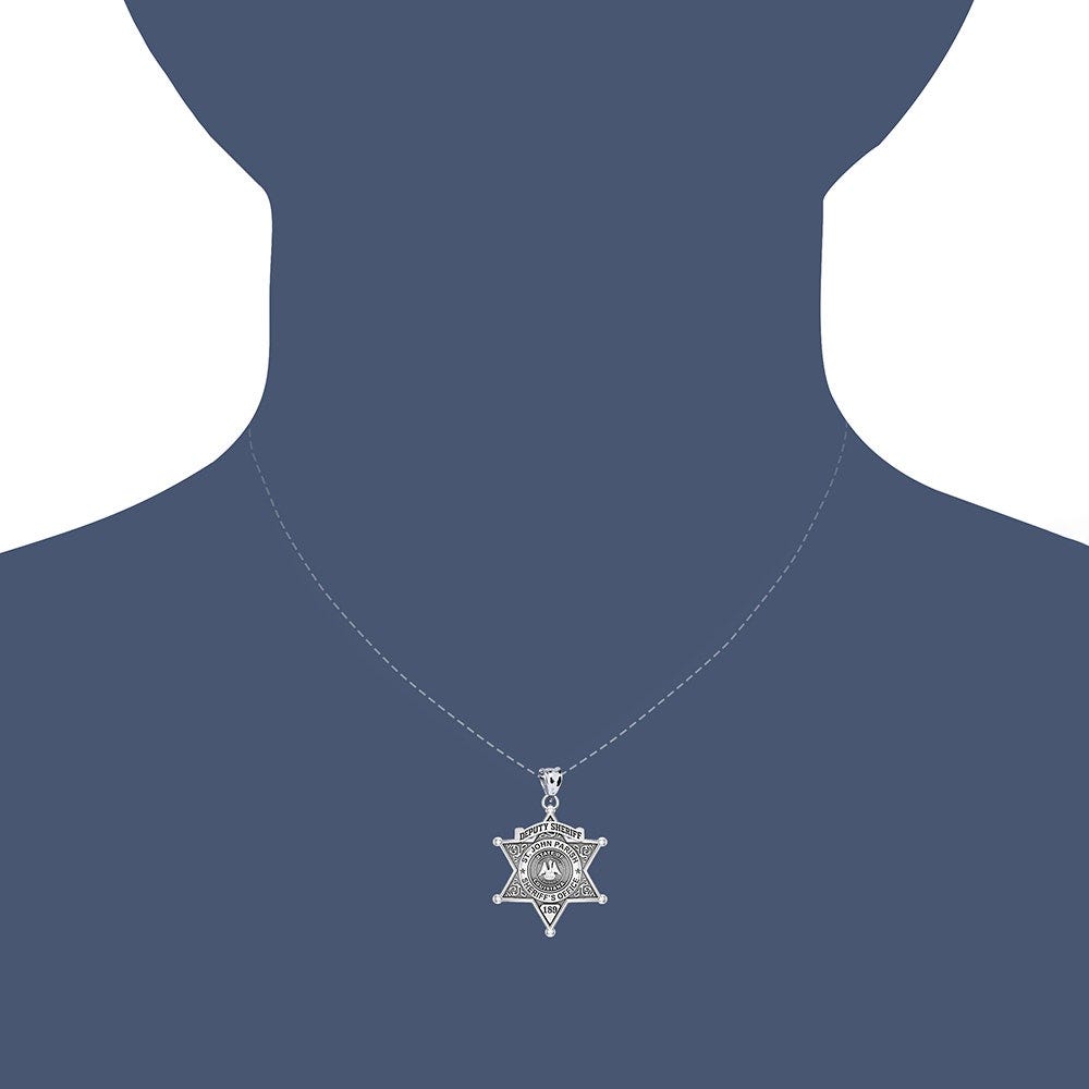 Personalized 6-Point Star Louisiana Sheriff Badge with Rank, Number & Dept.