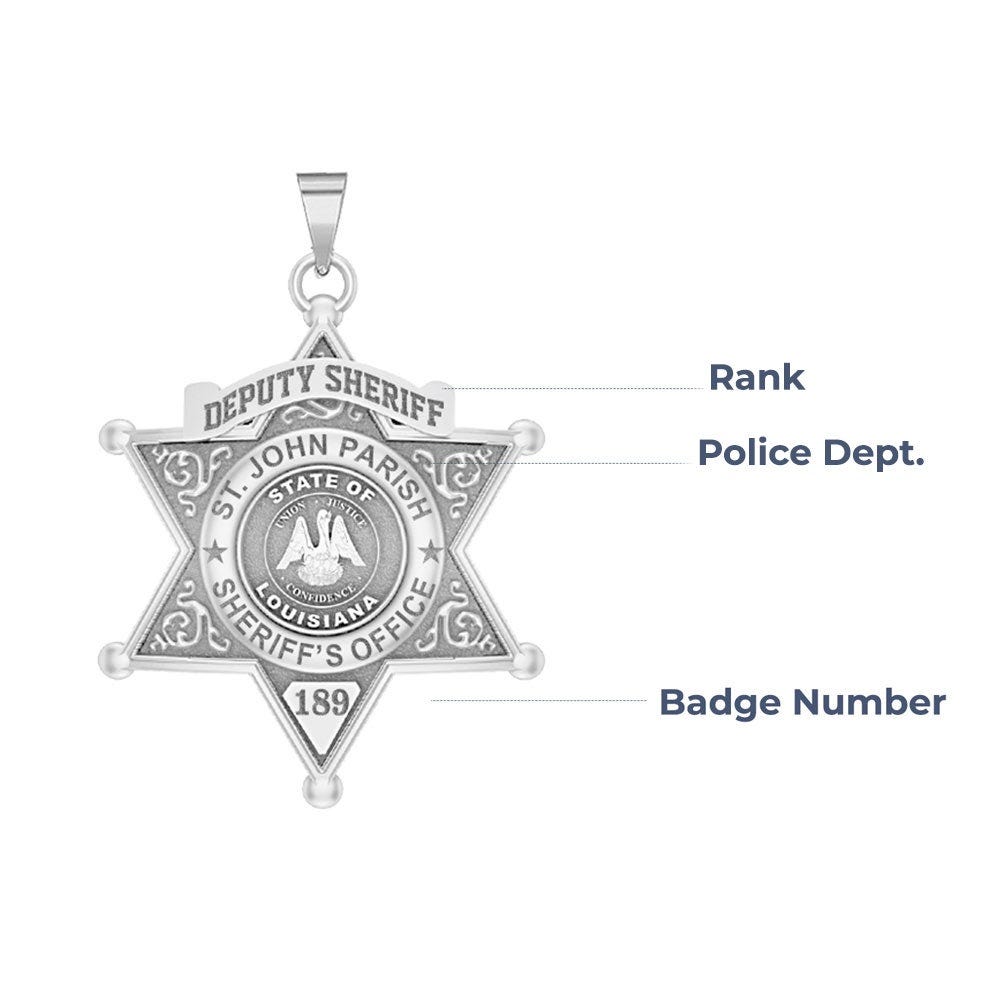 Personalized 6-Point Star Louisiana Sheriff Badge with Rank, Number & Dept.
