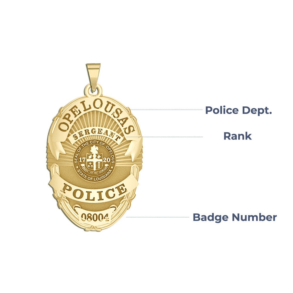 Personalized Opelousas Louisiana Police Badge with Your Rank, Number & Department