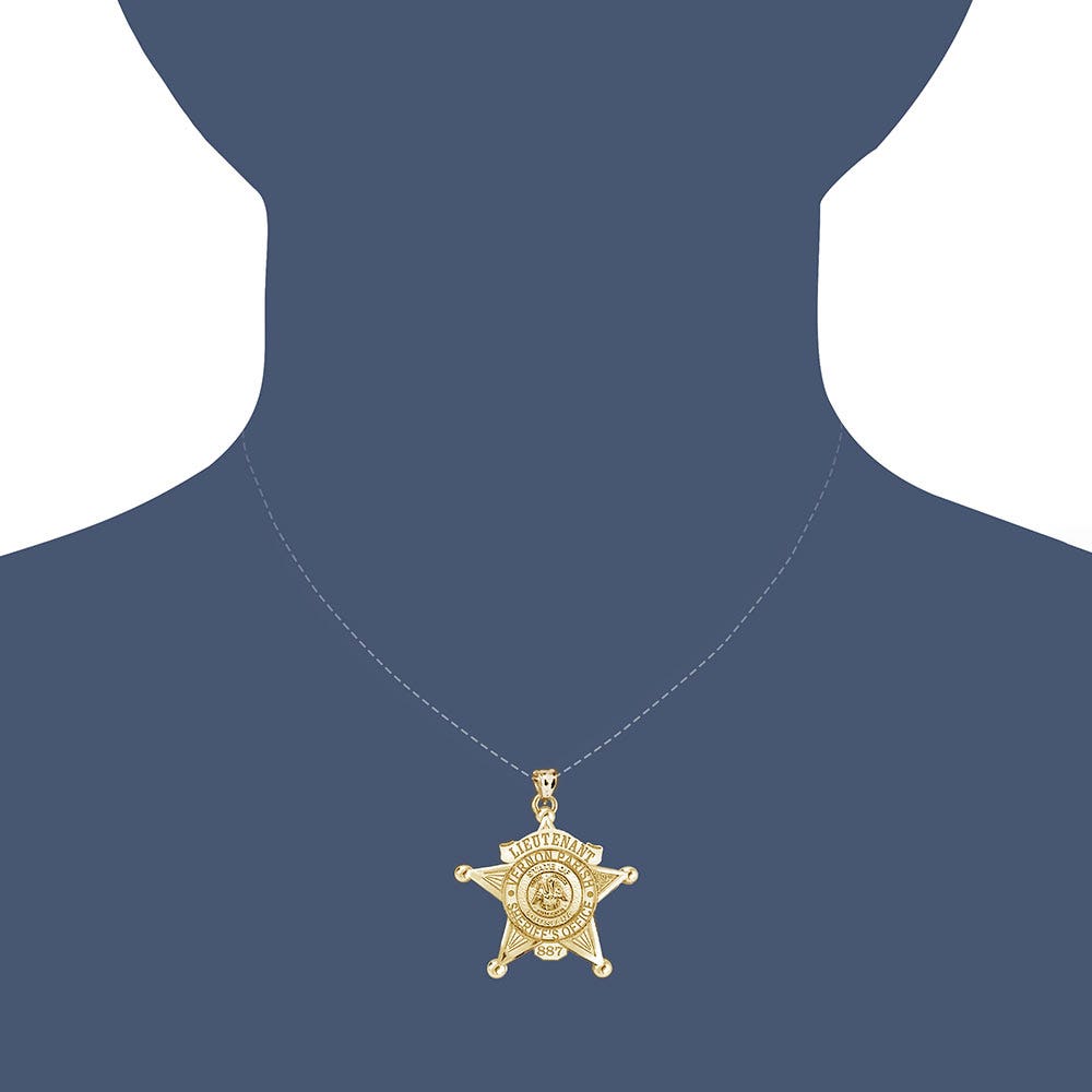 Personalized 5-Point Star Louisiana Sheriff Badge with Rank, Number & Dept.