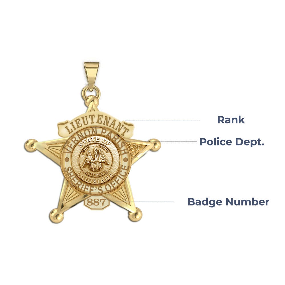 Personalized 5-Point Star Louisiana Sheriff Badge with Rank, Number & Dept.