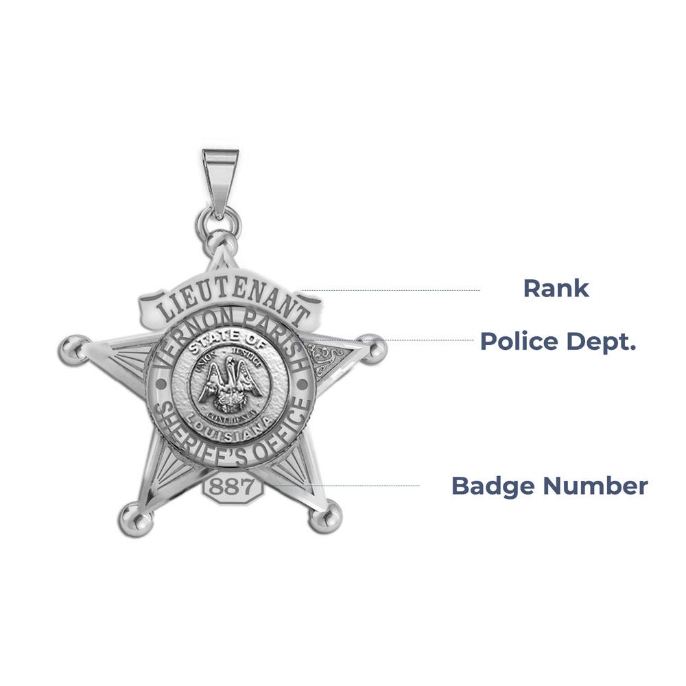Personalized 5-Point Star Louisiana Sheriff Badge with Rank, Number & Dept.
