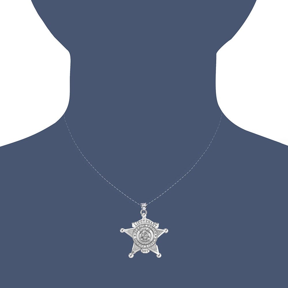Personalized 5-Point Star Louisiana Sheriff Badge with Rank, Number & Dept.