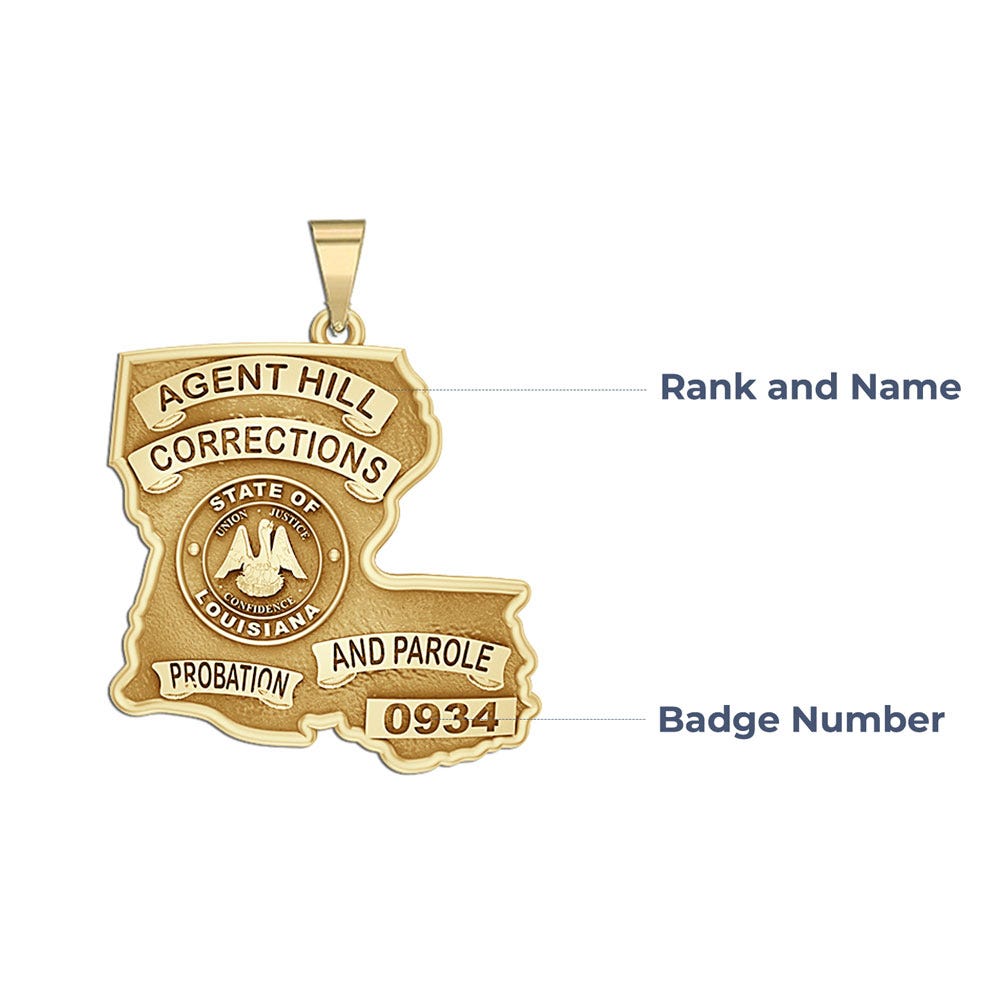 Personalized Louisiana Corrections Badge with Rank and Number