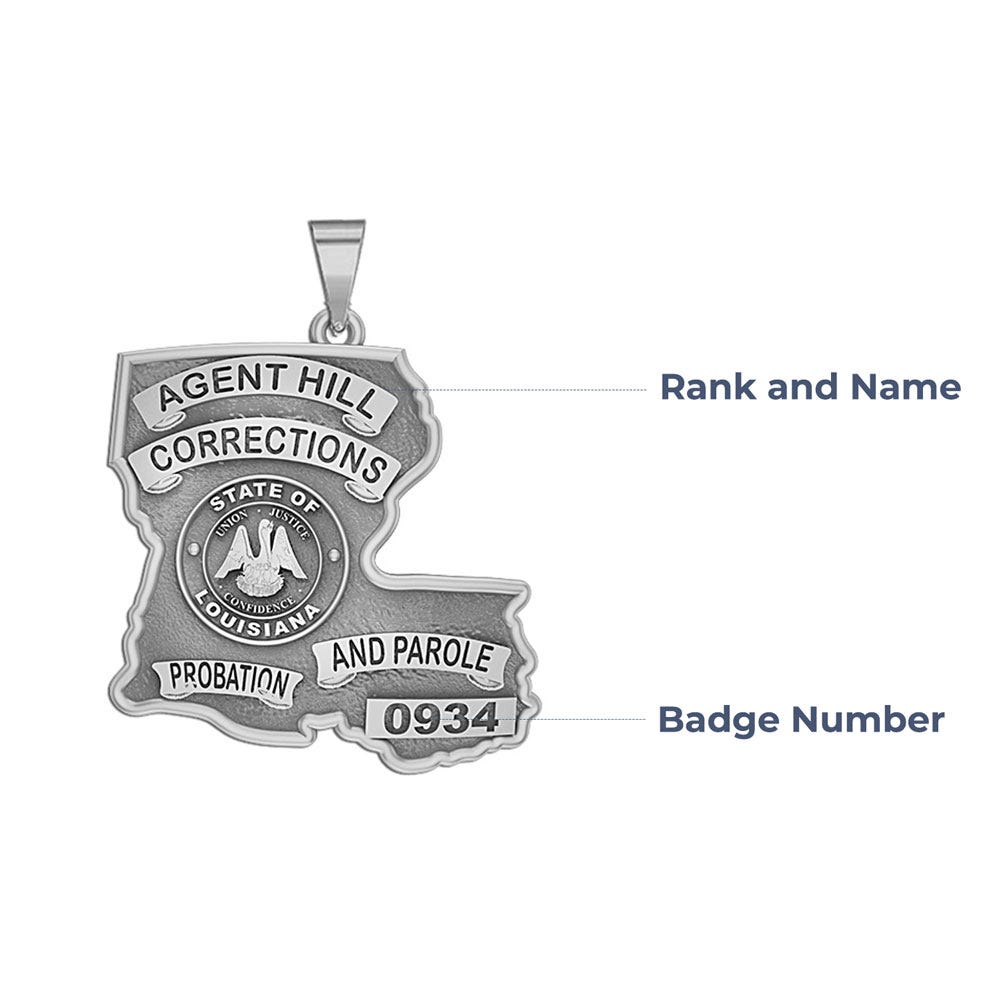 Personalized Louisiana Corrections Badge with Rank and Number