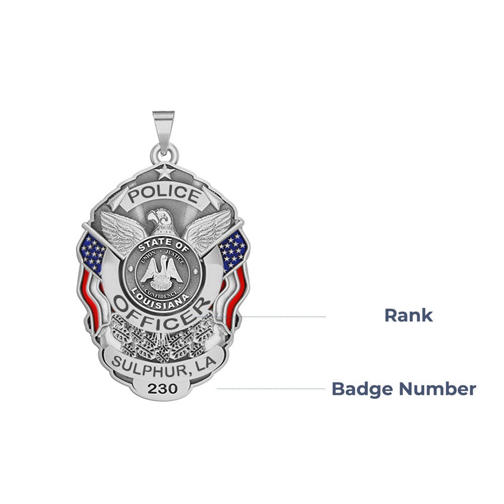 Personalized Sulphur Louisiana Police Badge with Your Rank, Number & Department