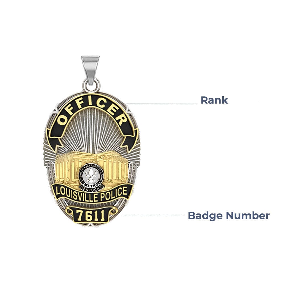 Personalized Louisville Kentucky Police Badge with Your Rank and Number