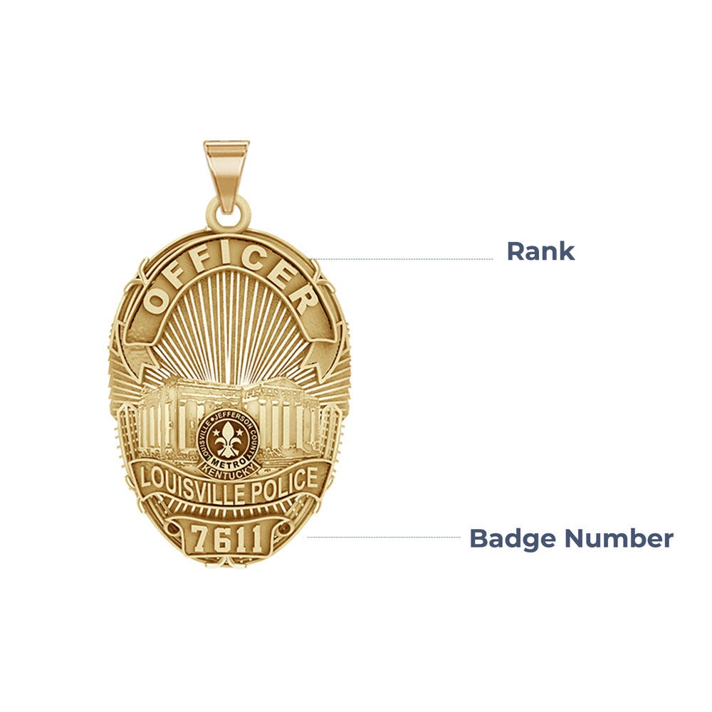 Personalized Louisville Kentucky Police Badge with Your Rank and Number