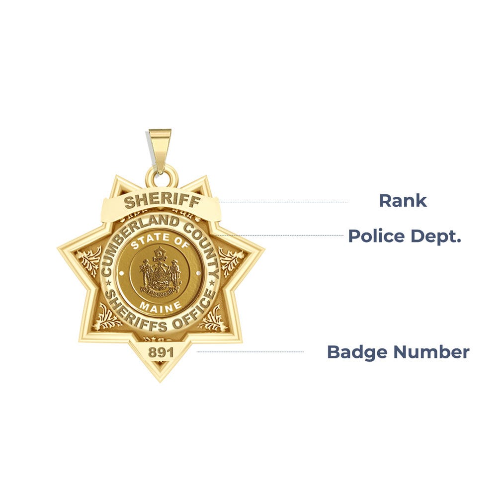Personalized 7-Point Star Maine Sheriff Badge with Rank, Number & Dept.