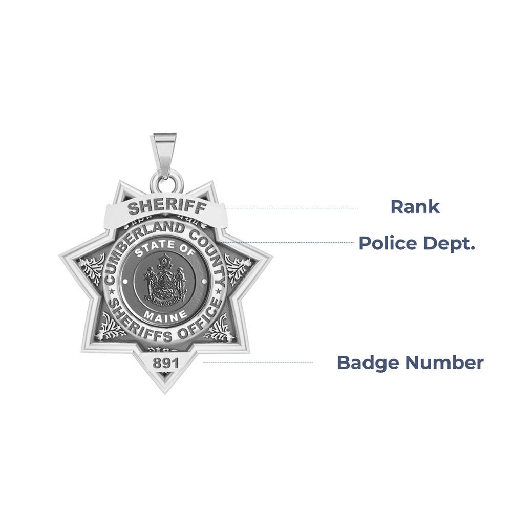 Personalized 7-Point Star Maine Sheriff Badge with Rank, Number & Dept.
