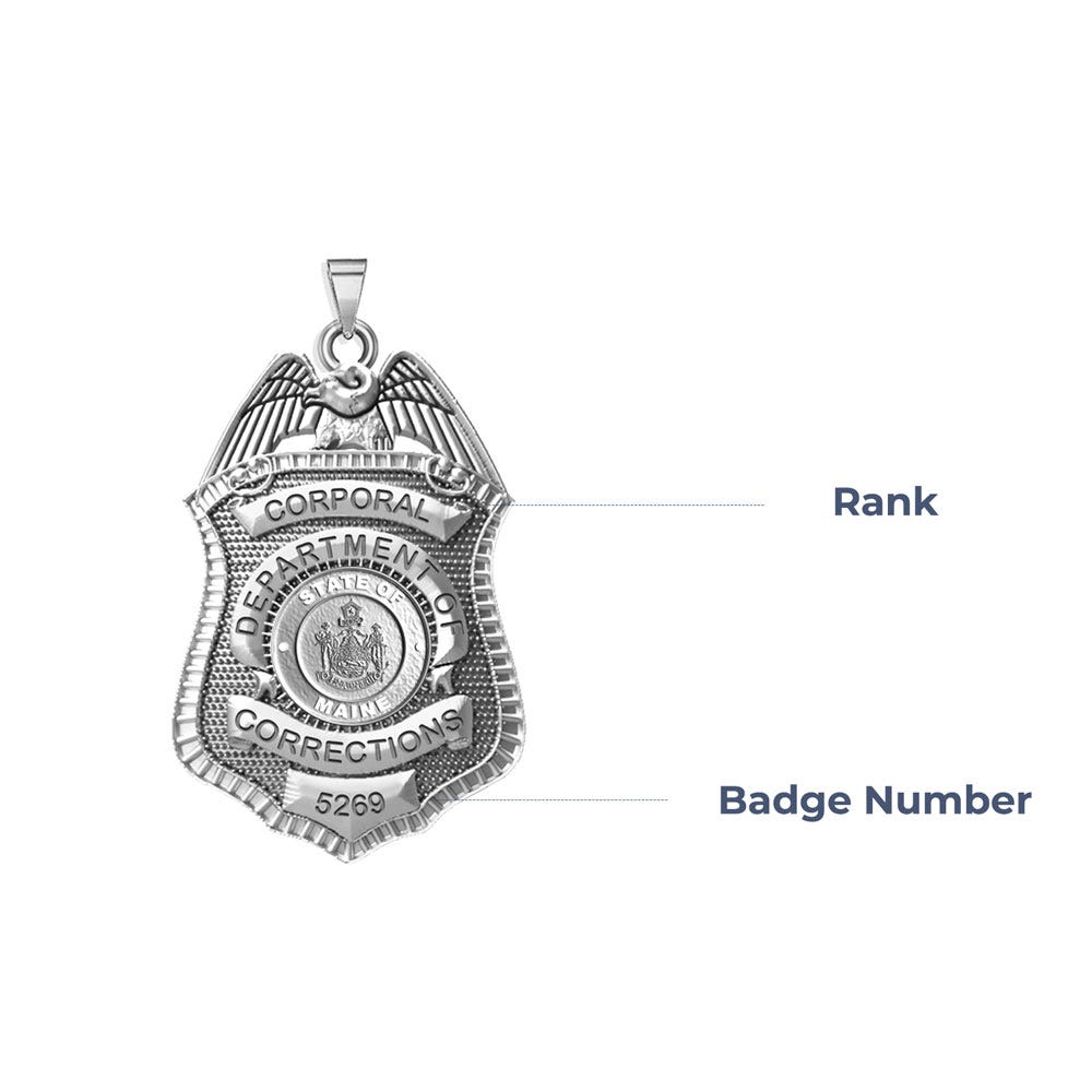 Personalized Maine Corrections Badge with Your Number