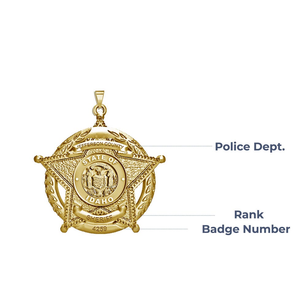 Personalized 5-Point Star Idaho Sheriff Badge with Rank & Dept.