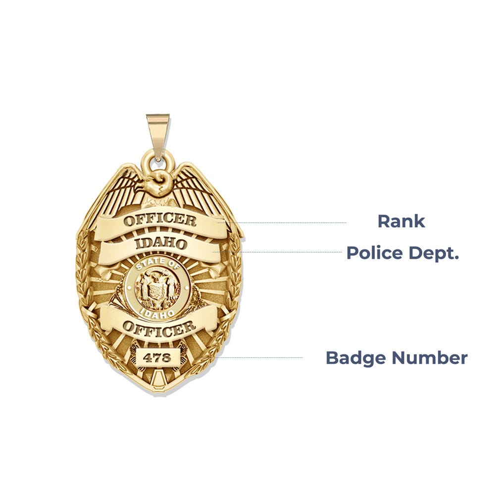 Personalized Idaho Police Badge with Your Rank, Number & Department