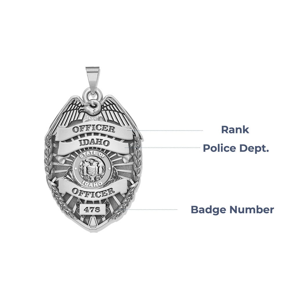 Personalized Idaho Police Badge with Your Rank, Number & Department