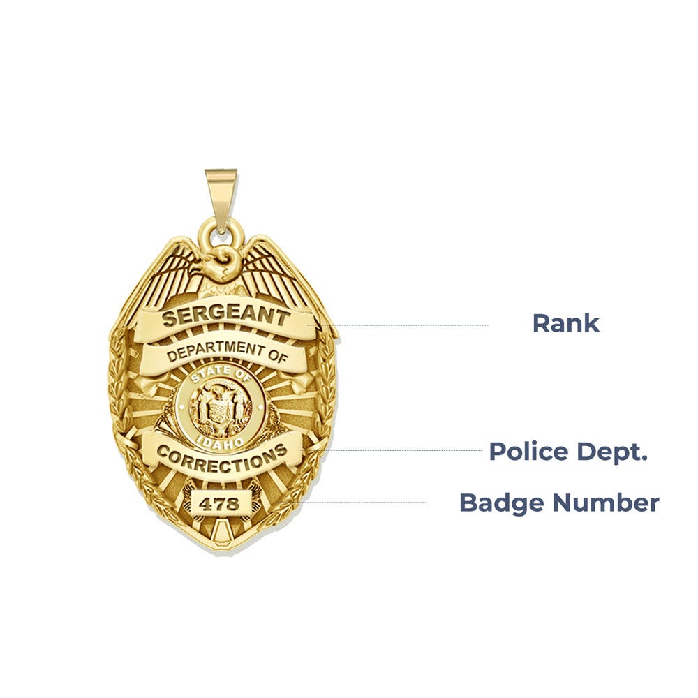 Personalized Idaho Corrections Badge with Your Rank, Number & Department