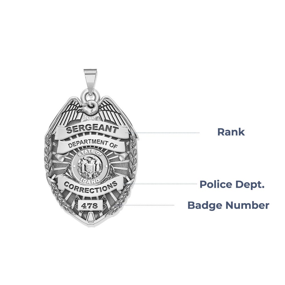 Personalized Idaho Corrections Badge with Your Rank, Number & Department