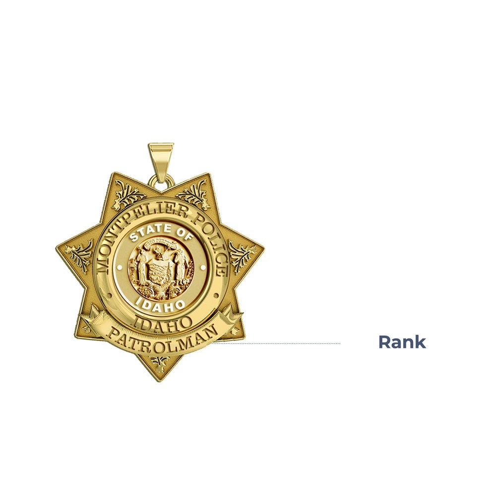 Personalized Idaho Patrolman Badge w/ Rank and State