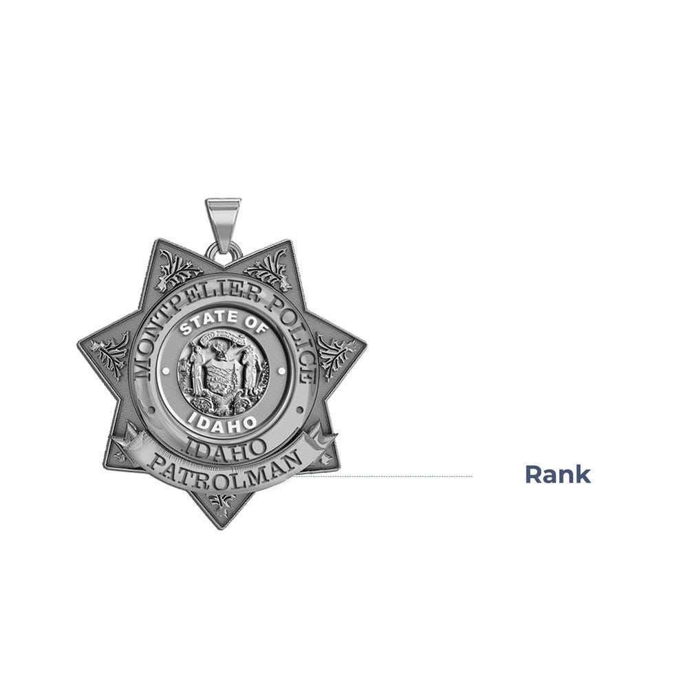 Personalized Idaho Patrolman Badge w/ Rank and State