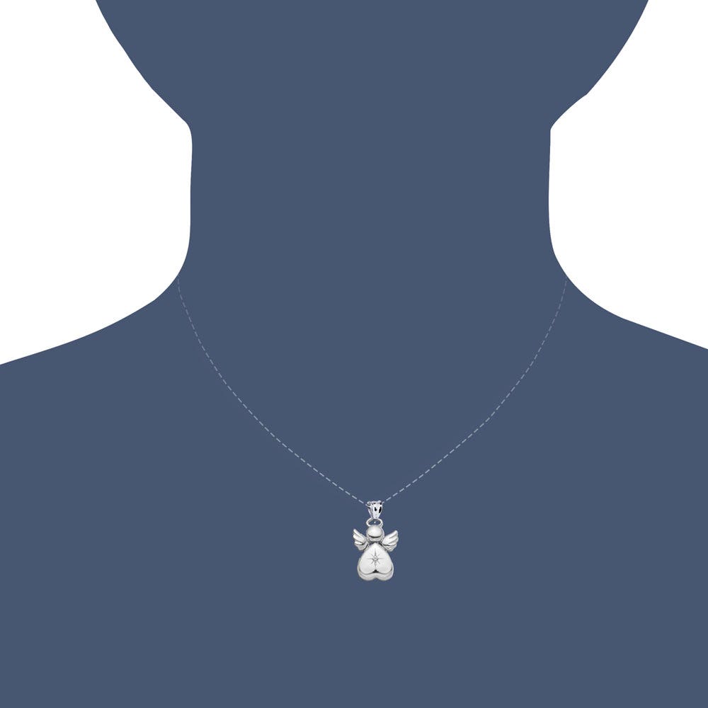 Sterling Silver Angel With Diamond Photo Locket